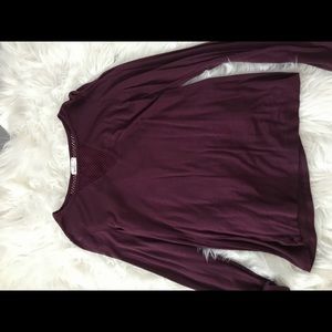 long sleeve tee shirt with mesh